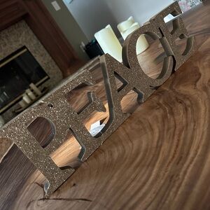 Joyland Peace glitter holiday decor sign